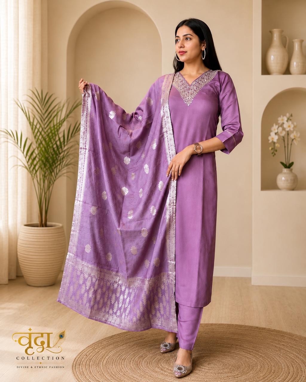 WhatsApp Image 2026-05-22 at 4.48.19 AM VRINDA Woman's Embroidered Rayon Kurta Pant and Dupatta Set - Image 1